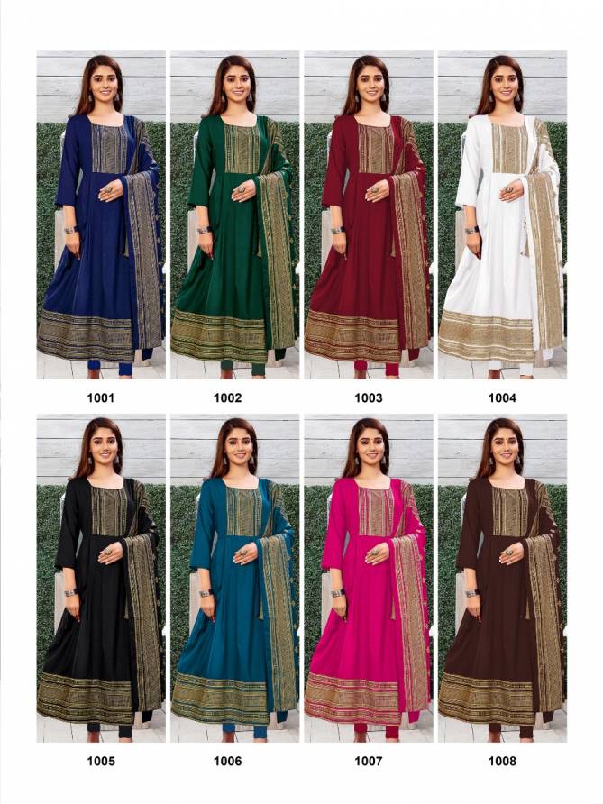 MORNI New Fancy Ethnic Wear Rayon Printed Kurti With Dupatta Collection
